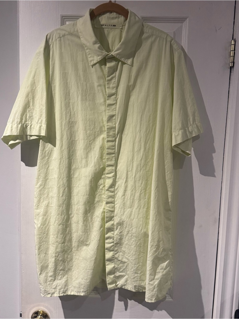ALYX Men's Short-Sleeve Button-Up Shirt - Light Green Logo print